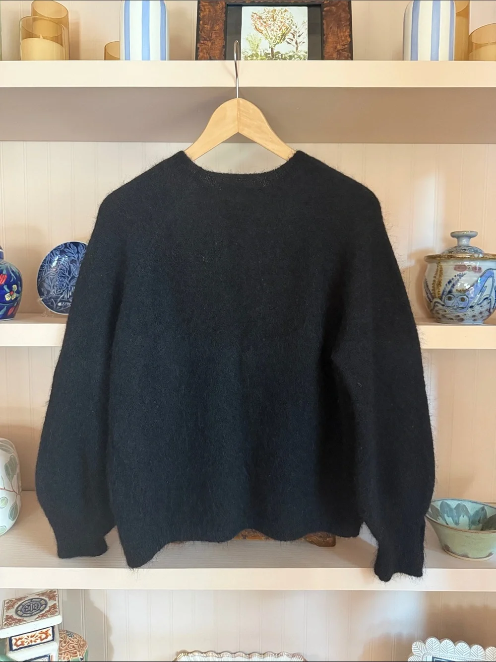 Sezane Louise Black Crewneck Mohair Blend Sweater - Picture 3 of 5